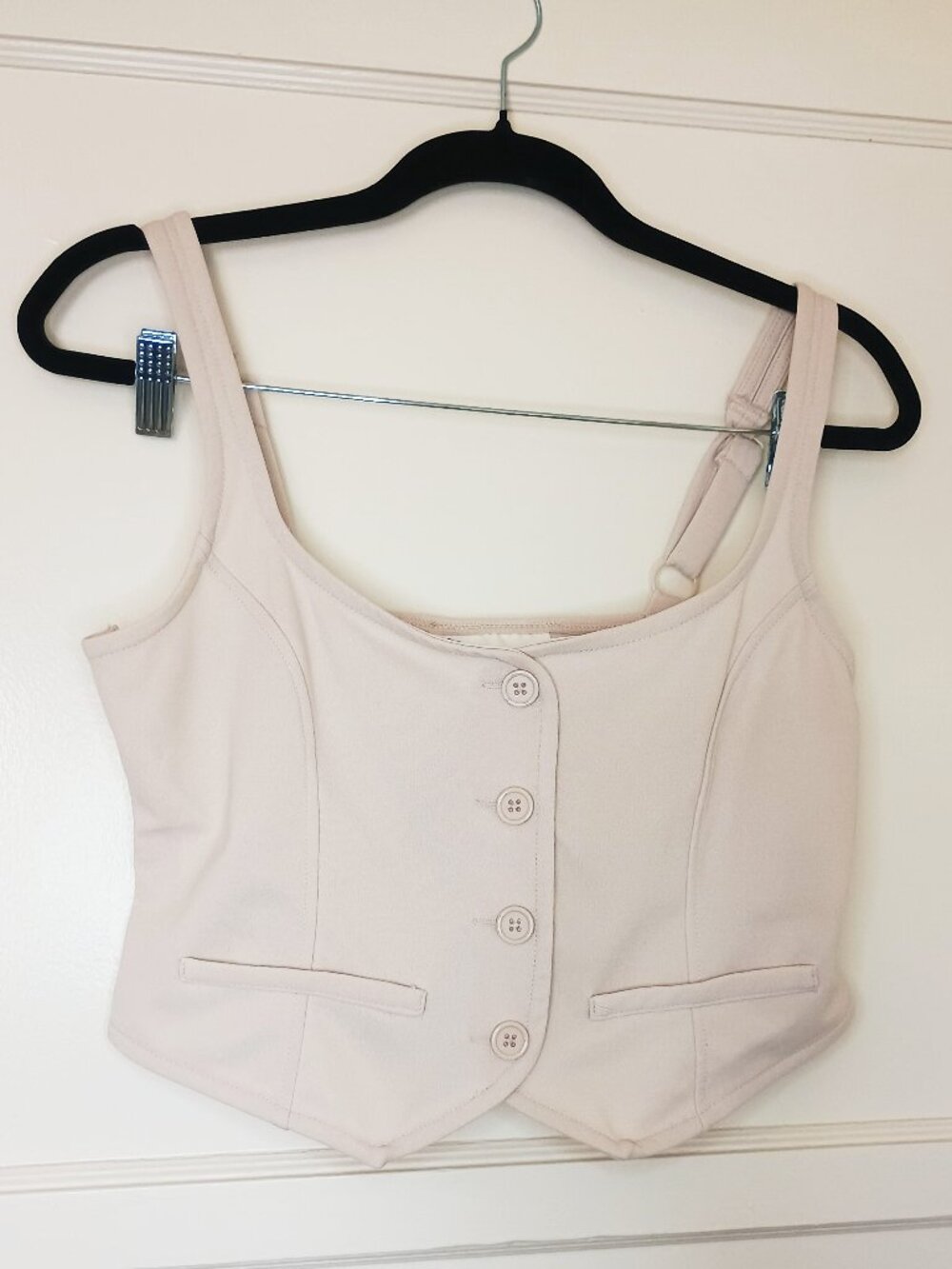 No Boundaries Women's Cream Cropped Vest Top Size M (8–10) Adjustable Straps